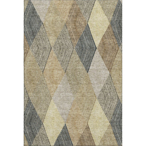 HomeRoots 8' X 10' Stylish Coffee, Gold & Taupe Geometric Washable Area Rug with UV Protection & Durability 676198