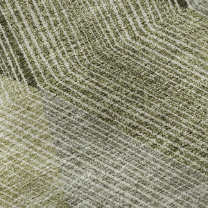 HomeRoots 8' Stylish Olive Green Gray Ivory Round Rug - Washable, UV Protected, Perfect for High-Traffic Areas 676203