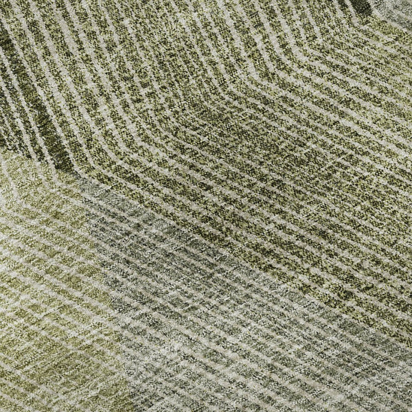 HomeRoots 8' Stylish Olive Green Gray Ivory Round Rug - Washable, UV Protected, Perfect for High-Traffic Areas 676203