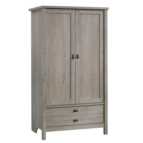 English Elm Armoire, Rustic Brown Finish With Hidden Storage, Garment Rod & Adjustable Shelf For Compact Spaces B356P402677