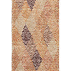 HomeRoots 9' X 12' Vibrant Orange-Salmon Geometric Area Rug with UV Protection | Washable & Durable Design 676211