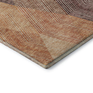 HomeRoots 9' X 12' Vibrant Orange-Salmon Geometric Area Rug with UV Protection | Washable & Durable Design 676211