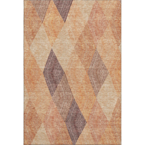 HomeRoots 10' Modern Geometric Area Rug in Orange Salmon & Ivory - Washable, UV Protected, Family-Friendly Design 676212