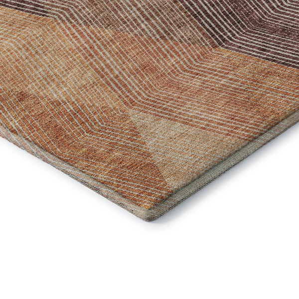 HomeRoots 10' Modern Geometric Area Rug in Orange Salmon & Ivory - Washable, UV Protected, Family-Friendly Design 676212