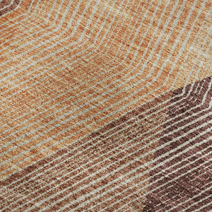HomeRoots 10' Modern Geometric Area Rug in Orange Salmon & Ivory - Washable, UV Protected, Family-Friendly Design 676212