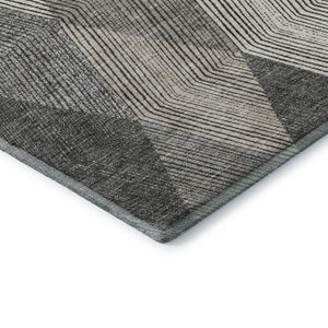 HomeRoots 8' Modern Geometric Round Rug in Pewter, Gold & Ivory – Washable, UV Protected & Stain-Resistant! 676215