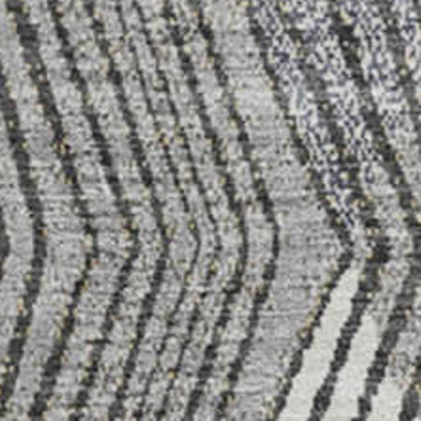 HomeRoots 8' Modern Geometric Round Rug in Pewter, Gold & Ivory – Washable, UV Protected & Stain-Resistant! 676215