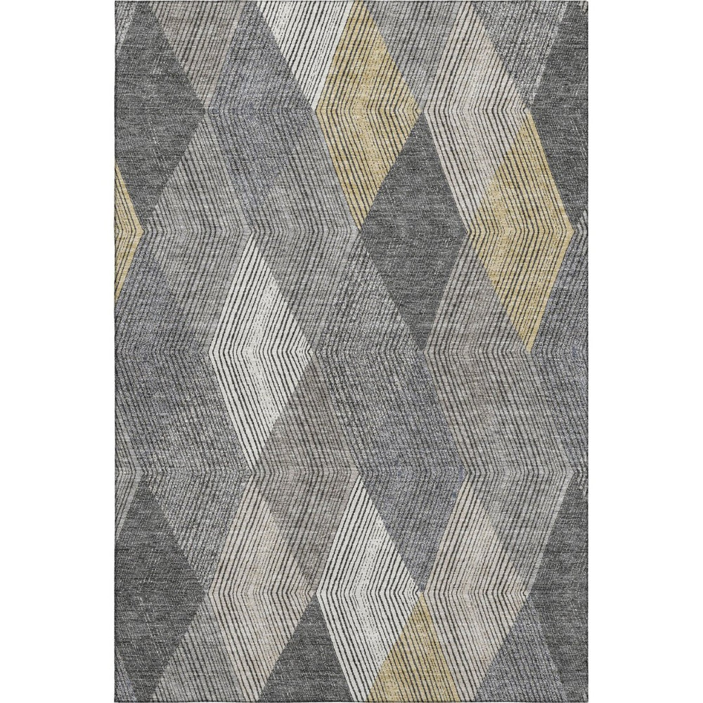 HomeRoots 10' X 14' Pewter Gold & Ivory Geometric Washable Area Rug - Durable, Stylish, UV Protected Design 676218