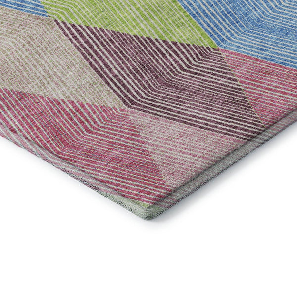 HomeRoots 9' X 12' Vibrant Pink, Lime Green & Blue Geometric Area Rug - Washable, UV-Protected & Durable! 676223