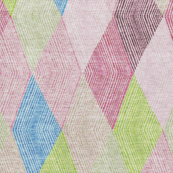 HomeRoots 9' X 12' Vibrant Pink, Lime Green & Blue Geometric Area Rug - Washable, UV-Protected & Durable! 676223