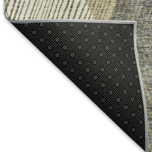 HomeRoots 5' X 8' Washable Wheat Beige & Gray Geometric Area Rug – Stain Resistant, UV Protected, Durable Design 676232
