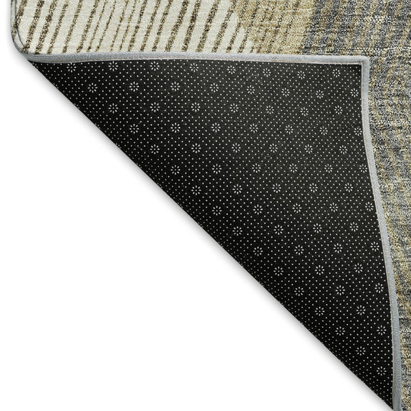 HomeRoots 5' X 8' Washable Wheat Beige & Gray Geometric Area Rug – Stain Resistant, UV Protected, Durable Design 676232