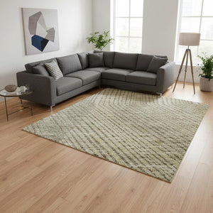 HomeRoots 10' X 14' Wheat Beige & Gray Geometric Washable Area Rug - Durable, Stylish, UV Protected Design 676236