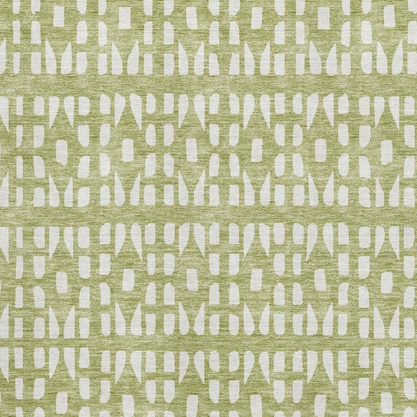 HomeRoots 5' X 8' Artichoke Green Geometric Area Rug - Washable, UV-Protected, Stain-Resistant for Any Room 676238