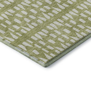 HomeRoots 8' X 10' Artichoke Green Geometric Area Rug - Washable, UV Protected, Stylish & Durable for Homes 676240