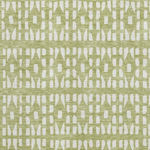 HomeRoots 8' X 10' Artichoke Green Geometric Area Rug - Washable, UV Protected, Stylish & Durable for Homes 676240