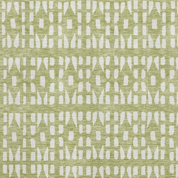 HomeRoots 8' X 10' Artichoke Green Geometric Area Rug - Washable, UV Protected, Stylish & Durable for Homes 676240