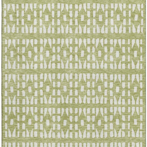 HomeRoots 8' X 10' Artichoke Green Geometric Area Rug - Washable, UV Protected, Stylish & Durable for Homes 676240