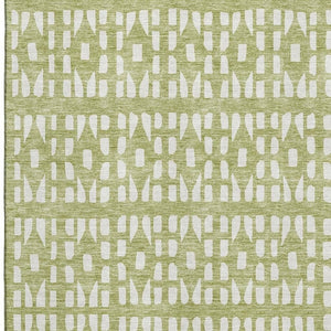 HomeRoots 9' X 12' Artichoke Green Geometric Area Rug – Durable, Washable, UV Protected for Busy Homes 676241