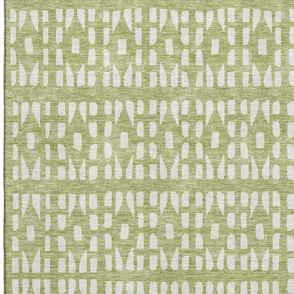 HomeRoots 9' X 12' Artichoke Green Geometric Area Rug – Durable, Washable, UV Protected for Busy Homes 676241