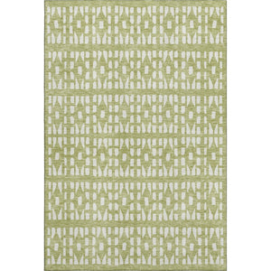 HomeRoots 10' Artichoke Green & Ivory Geometric Washable Area Rug - UV Protected, Stain-Resistant, Modern Style 676242