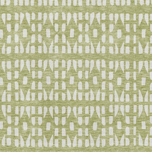 HomeRoots 10' Artichoke Green & Ivory Geometric Washable Area Rug - UV Protected, Stain-Resistant, Modern Style 676242