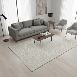 HomeRoots 5' X 8' Beige and Ivory Geometric Area Rug - Washable, UV Protected, Stain Resistant, Modern Style! 676244