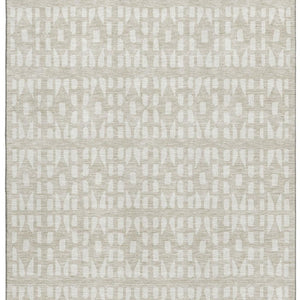 HomeRoots 5' X 8' Beige and Ivory Geometric Area Rug - Washable, UV Protected, Stain Resistant, Modern Style! 676244