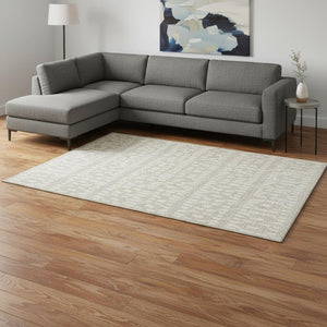 HomeRoots 9' X 12' Beige and Ivory Geometric Area Rug - Washable, UV Protected, and Perfect for Busy Homes 676247