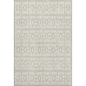 HomeRoots 9' X 12' Beige and Ivory Geometric Area Rug - Washable, UV Protected, and Perfect for Busy Homes 676247