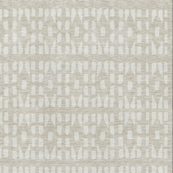 HomeRoots 9' X 12' Beige and Ivory Geometric Area Rug - Washable, UV Protected, and Perfect for Busy Homes 676247