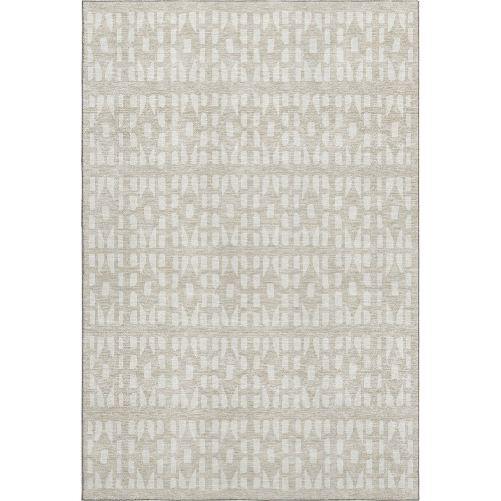 HomeRoots 10' X 14' Beige And Ivory Geometric Area Rug – Washable, UV-Protected, Durable for Busy Homes! 676248