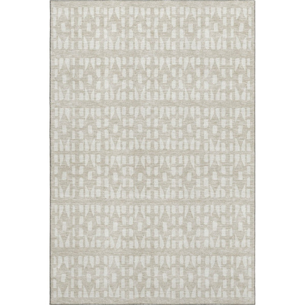 HomeRoots 10' X 14' Beige And Ivory Geometric Area Rug – Washable, UV-Protected, Durable for Busy Homes! 676248