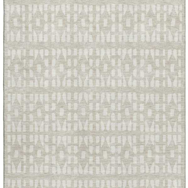 HomeRoots 10' X 14' Beige And Ivory Geometric Area Rug – Washable, UV-Protected, Durable for Busy Homes! 676248