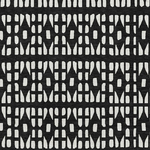 HomeRoots 8' X 10' Black & Ivory Geometric Washable Area Rug with UV Protection for Modern Living Spaces 676252