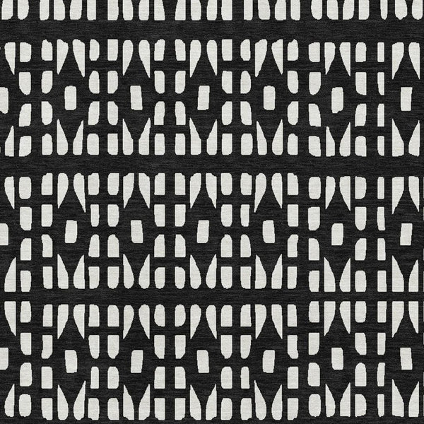 HomeRoots 8' X 10' Black & Ivory Geometric Washable Area Rug with UV Protection for Modern Living Spaces 676252