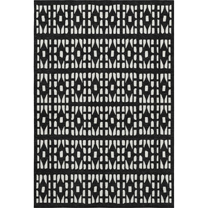 HomeRoots 9' X 12' Black and Ivory Geometric Area Rug – Washable, Durable, UV-Protected for Busy Homes! 676253