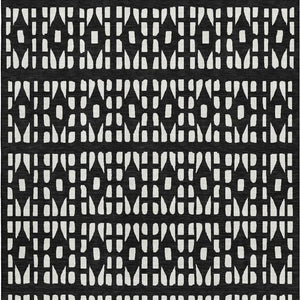 HomeRoots 9' X 12' Black and Ivory Geometric Area Rug – Washable, Durable, UV-Protected for Busy Homes! 676253