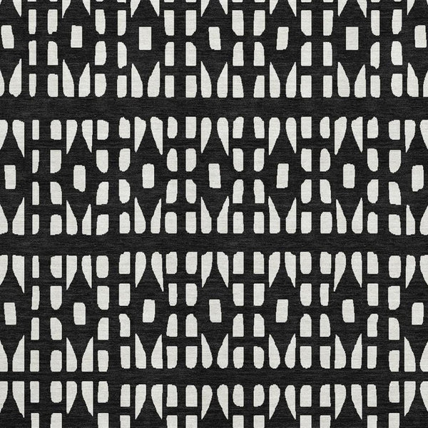 HomeRoots 10' Black and Ivory Geometric Washable Area Rug - UV Protected, Durable, Stylish, Easy-Care Solution 676254