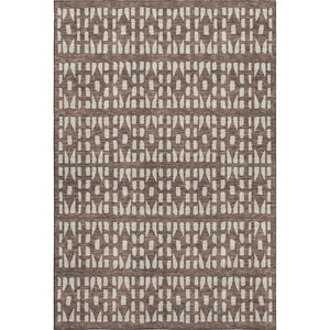 HomeRoots 5' X 8' Brown & Ivory Geometric Area Rug - Washable, UV-Protected, Stain-Resistant for Busy Homes 676256