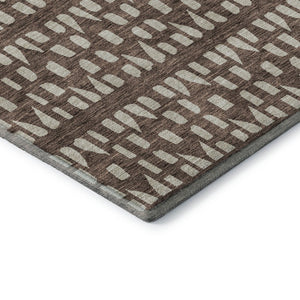 HomeRoots 5' X 8' Brown & Ivory Geometric Area Rug - Washable, UV-Protected, Stain-Resistant for Busy Homes 676256