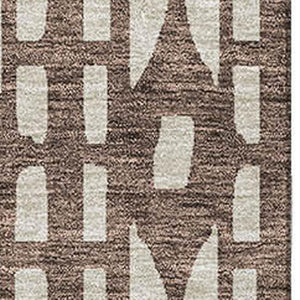 HomeRoots 8' X 10' Brown And Ivory Geometric Washable Area Rug - Stylish, Durable, UV-Protected for Modern Homes 676258