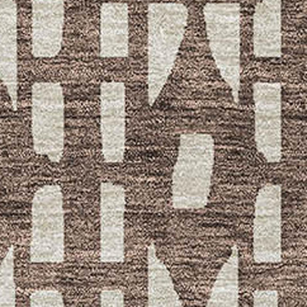 HomeRoots 9' X 12' Geometric Washable Area Rug in Brown & Ivory - UV Protected, Durable, Modern Design for Homes 676259