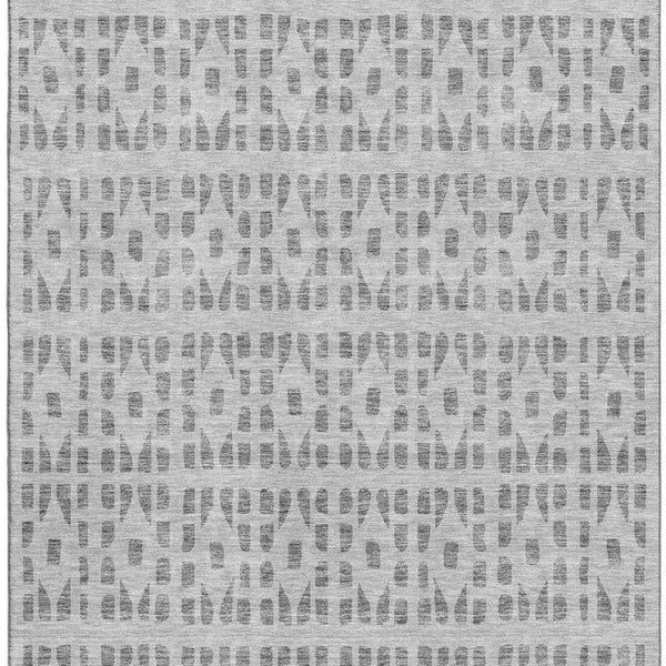 HomeRoots 8' X 10' Gray & Silver Geometric Washable Area Rug - Durable, Stylish & UV-Protected for Homes 676264