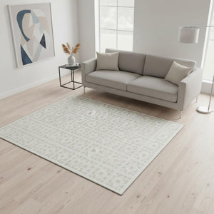 HomeRoots 5' X 8' Stylish Ivory and Beige Geometric Area Rug – Washable, UV Protected, Perfect for Busy Homes! 676268
