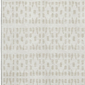 HomeRoots 9' X 12' Stylish Ivory and Beige Geometric Area Rug - Washable, UV Protected, Family-Friendly Design 676271