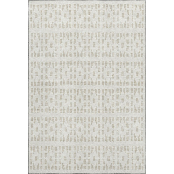 HomeRoots 10' X 14' Ivory and Beige Geometric Washable Area Rug – Durable, Stylish, UV-Protected for Busy Homes 676272