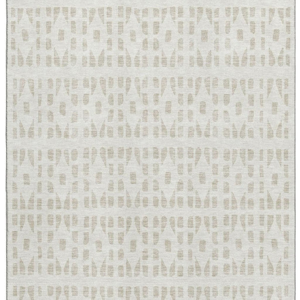 HomeRoots 10' X 14' Ivory and Beige Geometric Washable Area Rug – Durable, Stylish, UV-Protected for Busy Homes 676272