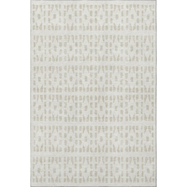HomeRoots 10' X 14' Ivory and Beige Geometric Washable Area Rug – Durable, Stylish, UV-Protected for Busy Homes 676272