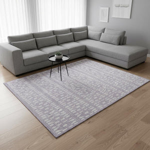 HomeRoots 8' X 10' Stylish Lavender & Ivory Geometric Area Rug - Washable, UV Protected, Ideal for Homes 676276